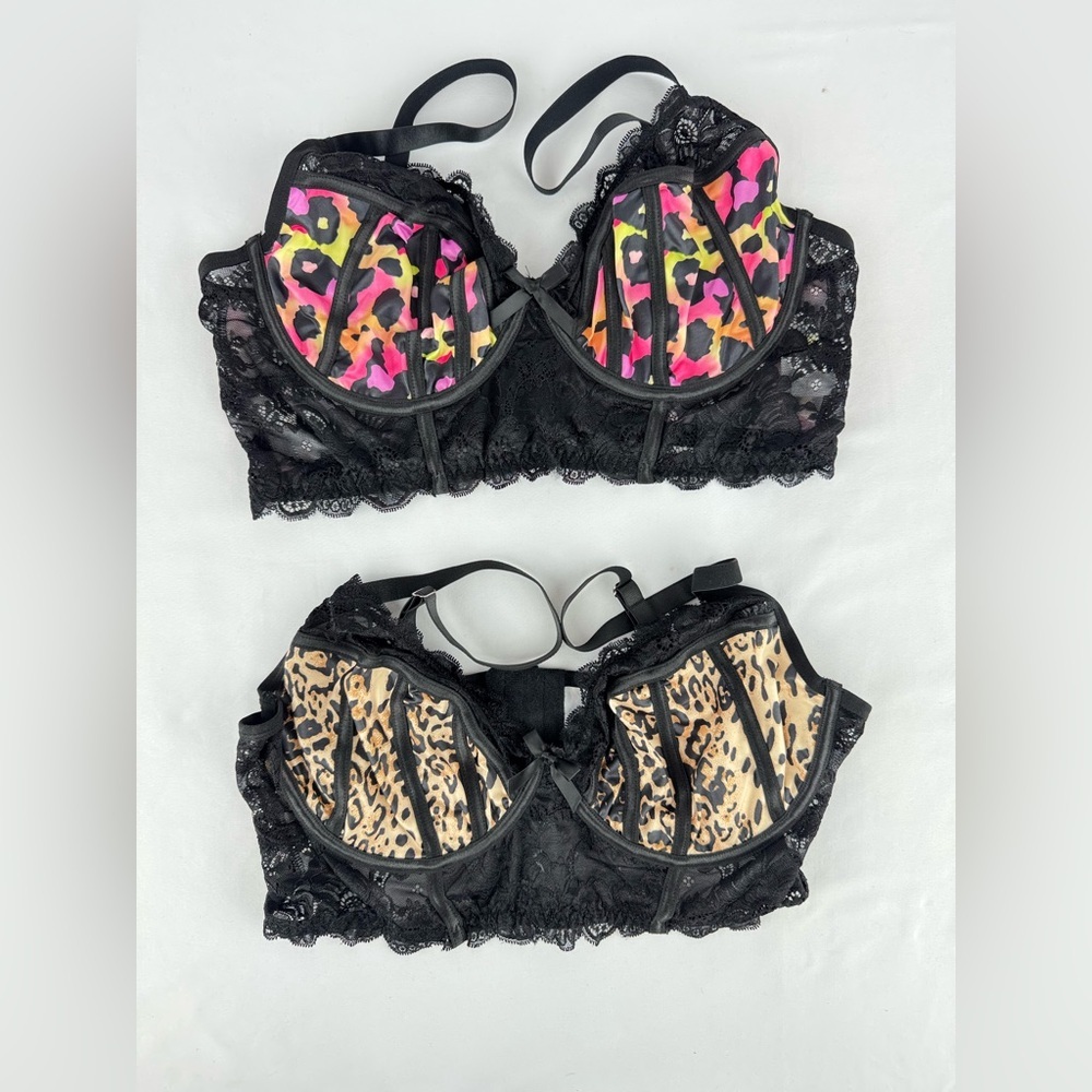 NWOT Set of 2 Plus Size Animal Print Underwire Bras with Adjustable Straps - Picture 1 of 5